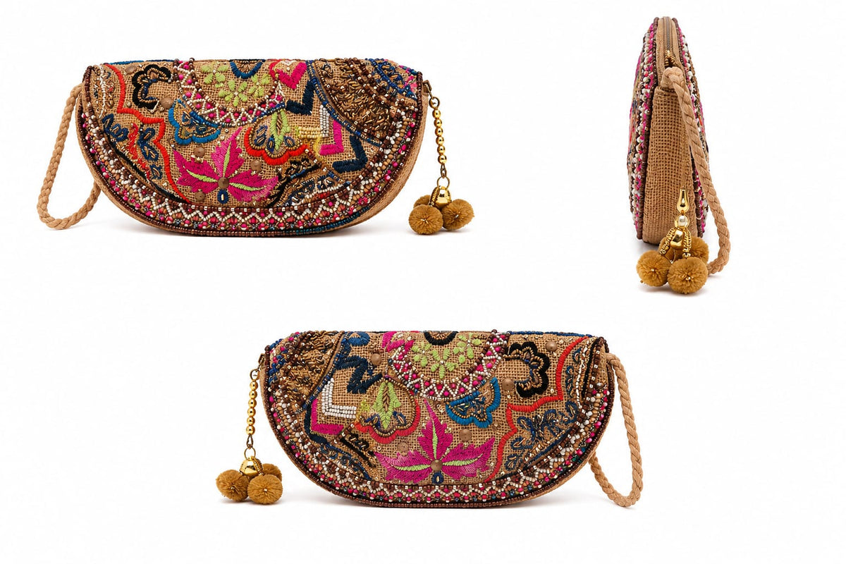 Sac demi-lune brodé