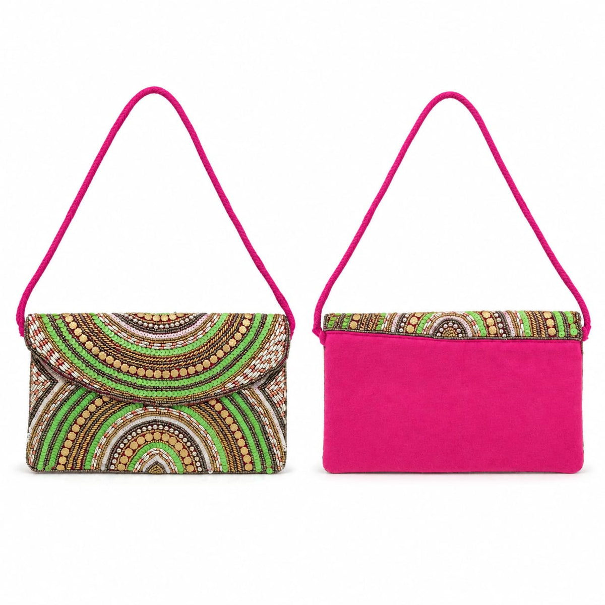 Pochette indienne à rabat — motifs arrondis