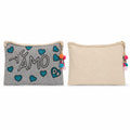 Pochette indienne AMO argentée et bleue