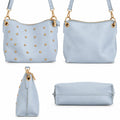 Sac en cuir italien bleu ciel avec pendentif
