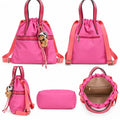 Sac à dos femme rose avec porte-clés ourson