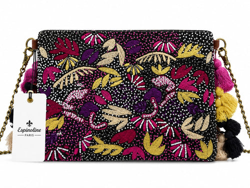 Pochette brodée à pompons