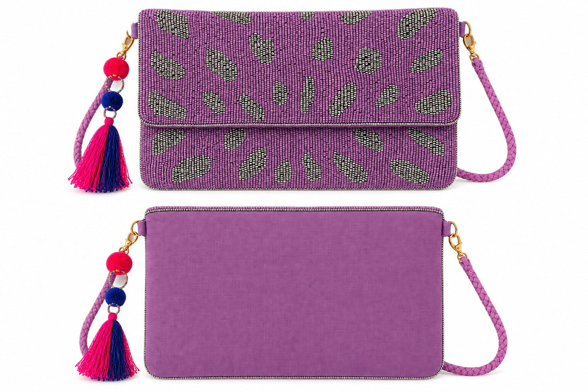 Sac indien brodé à pompons