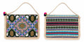 Sac indien carré brodé modèle vert foncé, face et dos – Espinoline® PARIS